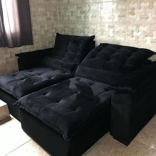 Sofa Retratil e Reclinavel Madri Preto Foto Real