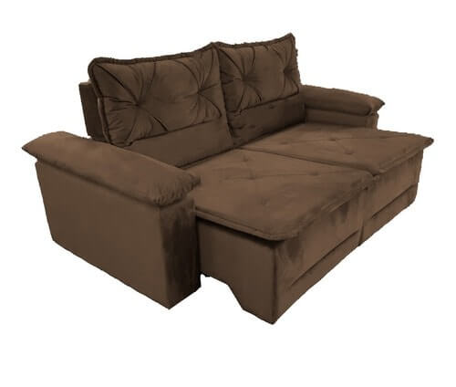 Sofa Retratil e Reclinavel Saquarema Tecido Suede 2M marrom