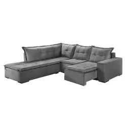 Sofa de Canto Denver Retratil cinza