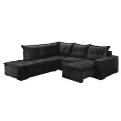 Sofa de Canto Denver Retratil preto