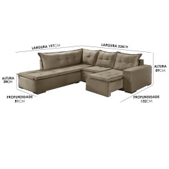 Sofa de Canto Retratil Denver Medidas