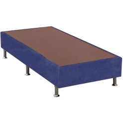 Base Cama Box Solteiro Suede 25x88x188 Azul