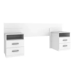 Cabeceira Casal Queen com Mesa de Apoio e 2 Gavetas Elegance branca