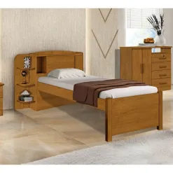 Cama Milenio Solteiro 100 MDF Sem Cama Auxiliar Marrom