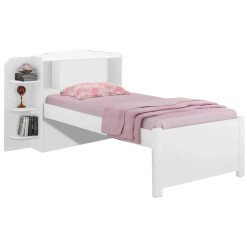 Cama Solteiro MDF Milenio Sem Cama Auxiliar Branca