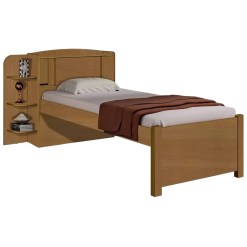 Cama Solteiro MDF Milenio Sem Cama Auxiliar Marrom