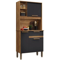 Armario De Cozinha Lia 3 Portas 1 Gaveta Salleto Cinamomo Preto