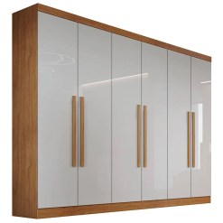 Guarda Roupa Genova Casal 6 Portas 6 Gavetas Bianchi Naturale Off White
