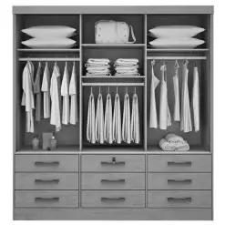 Guarda Roupa Meridian 3 Portas 9 Gavetas Casal com Espelho