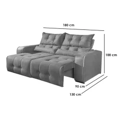 Sofa 2 Lugares Retratil E Reclinavel Minas Tecido Suede 180cm Medidas