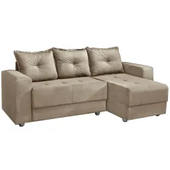 Sofá Florença 3 Lugares com Chaise Tecido Suede 200cm