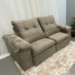 Sofa Arsenal 3 Lugares Retratil E Reclinavel 200cm Tecido Veludo Aifos Foto Real