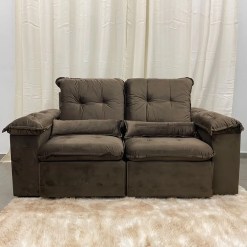 Sofa Arsenal 3 Lugares Retratil E Reclinavel 200cm Tecido Veludo Aifos Foto Real Marrom
