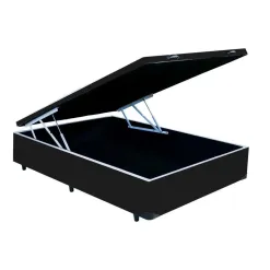 base cama box bau viuva preta