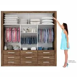 Guarda Roupa Casal Anjos 3 Portas 9 Gavetas com Espelho