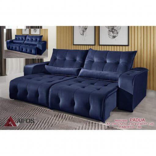 sofa retratil e reclinavel padua azul
