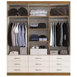 Guarda Roupa Sevilha Com Espelho 6 Portas 9 Gavetas Nogueira Off White