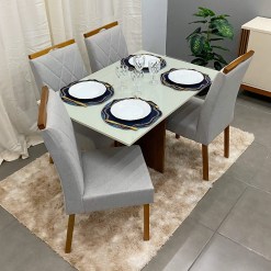 Mesa De Jantar Los Angeles 120x80cm 4 Cadeiras Minas Plac Foto Real
