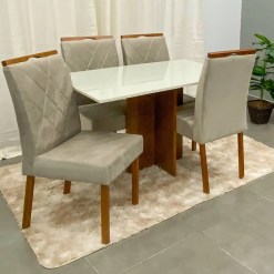 Mesa De Jantar Los Angeles 120x80cm Com 4 Cadeiras Foto Real