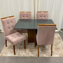 Mesa De Jantar Los Angeles 120x80cm Com 4 Cadeiras Minas Plac Foto Real