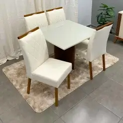 Mesa De Jantar Los Angeles 90x90cm Com 4 Cadeiras Real