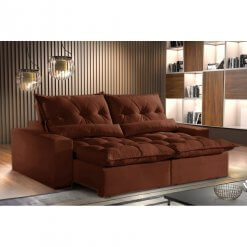 Sofa Avalon Retratil e Reclinavel 230cm Montano Estofados marrom