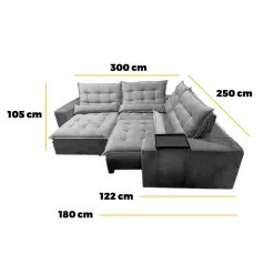 Sofa De Canto Franca 6 Lugares Retratil E Reclinavel Tecido Suede Medidas