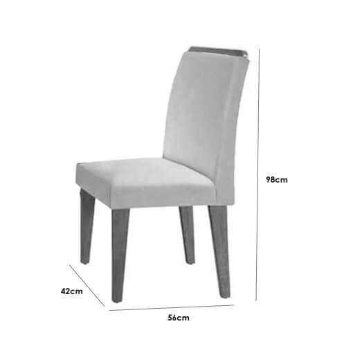 Mesa de Jantar Luna 180x90cm com 6 Cadeiras Rufato Imbuia Off White Medidas Cadeira