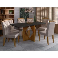 Mesa de Jantar Madrid com 6 Cadeiras California