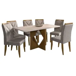Mesa de Jantar Madrid com 6 Cadeiras California Minas Plac
