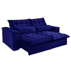 Sofa Antonelle 4 Lugares Retratil e Reclinavel Tecido Veludo 230cm Boareto Azul