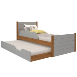 Cama Elza com Cama Auxiliar Solteiro Cimol Grafite Savana