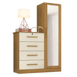 Comoda Belize Plus 4 Gavetas 1 Porta Carvalho Off White