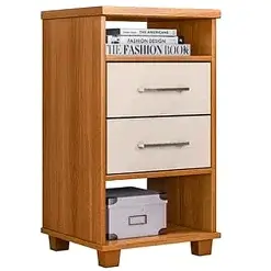 Mesa De Cabeceira Valente Com 2 Gavetas Cor Cedro Areia