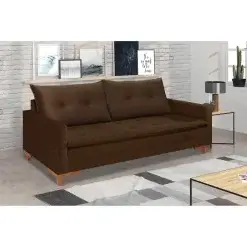 Sofa Inglaterra 2 Lugares com Almofadas Soltas Tecido Veludo 180cm Boareto Marrom