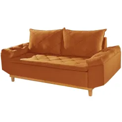 Sofa Berlim 3 Lugares Tecido Veludo 200cm Boareto Cobre