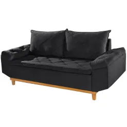 Sofa Berlim 3 Lugares Tecido Veludo 200cm Boareto Preto