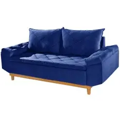 Sofa Berlim 3 Lugares Tecido Veludo 200cm Boareto cor Azul