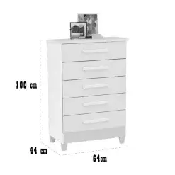 Comoda Paola com 5 Gavetas Rud Rack Medidas