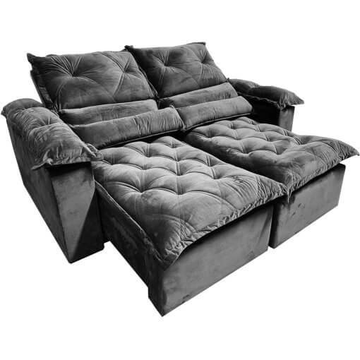 Sofa Retratil e Reclinavel Santorini com Molas 180cm Cinza