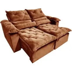 Sofa Santorini 2 Lugares Retratil e Reclinavel Fofissimo Tecido Veludo 180cm Imperio Cobre