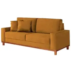 Sofa Grecia em Suede 4 Lugares Pe Madeira 212cm Aifos Cobre