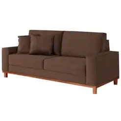 Sofa Grecia em Suede 4 Lugares Pe Madeira 212cm Aifos Marrom