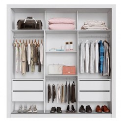 Guarda Roupa Panama SEM Espelho Casal 3 Portas 4 Gavetas Salleto Interno