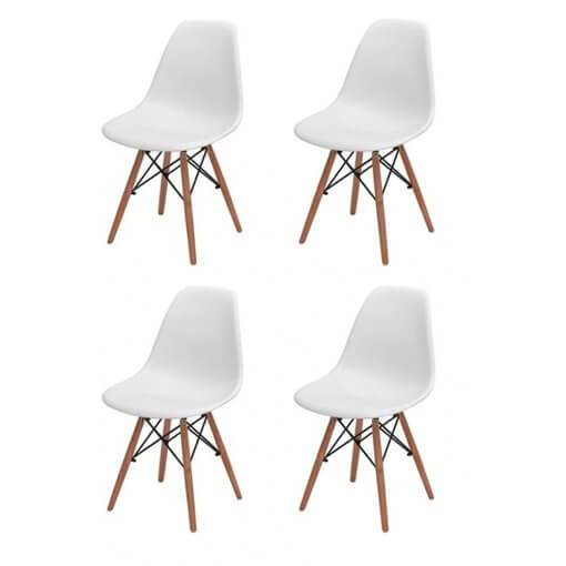 Conjunto com 4 Cadeiras Charles Eames 1102 Branca