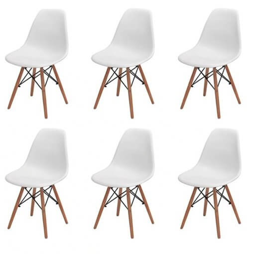 Conjunto com 6 Cadeiras Charles Eames 1102 Branca