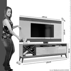 Rack com Painel Merlot para TV ate 65 Polegadas EDN Off White Naturale Medidas