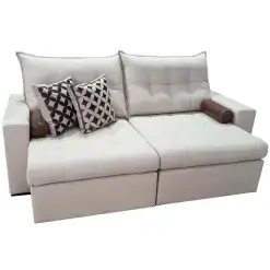 Sofa Home Retratil e Reclinavel Tecido Linho Innove Estofados Bege
