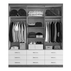 Guarda Roupa 20266 Casal 6 Portas 9 Gavetas Doripel Branco Interno