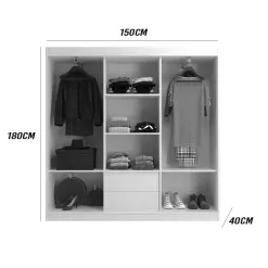 Guarda Roupa Lisboa Casal 3 Portas 2 Gavetas Evidencia Medidas